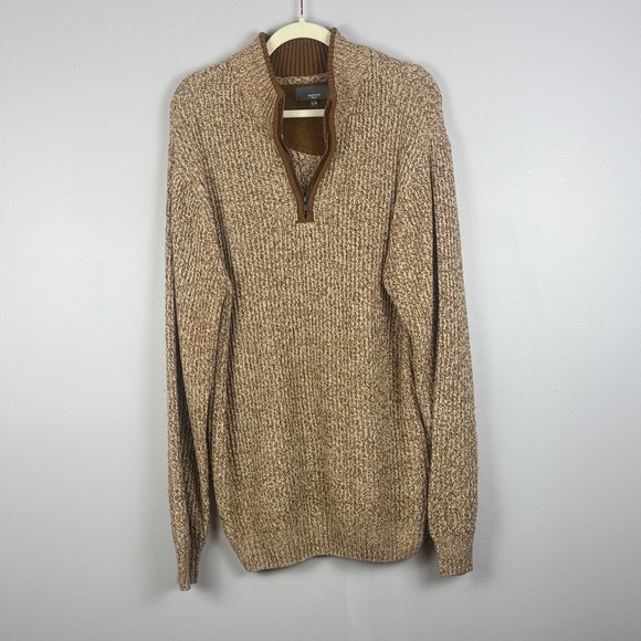 Mountain Ridge Men's Tan Cotton Blend Casual Comfy Soft Warm Half Zip XL Sweater - Picture 2 of 10